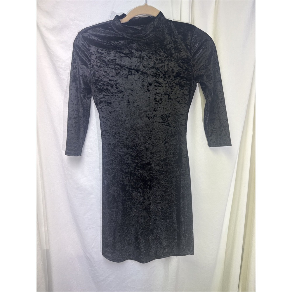 Velvet Party Dress Size XS 3/4 Sleeve Bodycon Mini High Neck Whimsigoth Goth